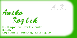 aniko kozlik business card